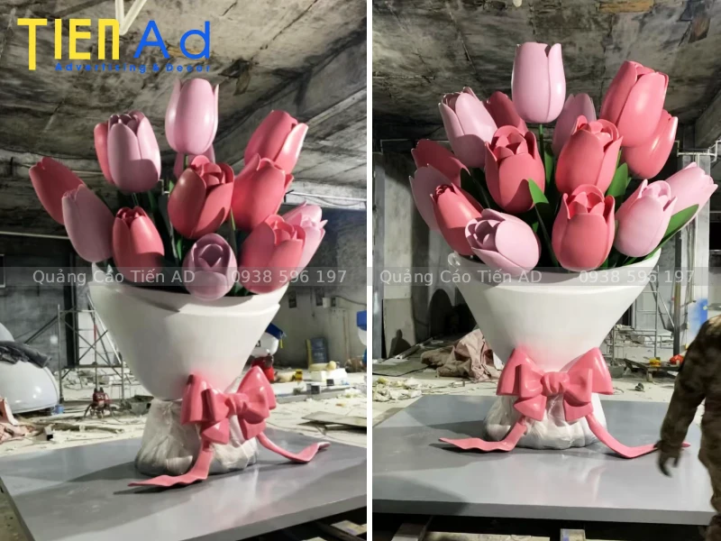 Tiến AD nhận sản xuất mô hình bó hoa composite khổng lồ theo yêu cầu