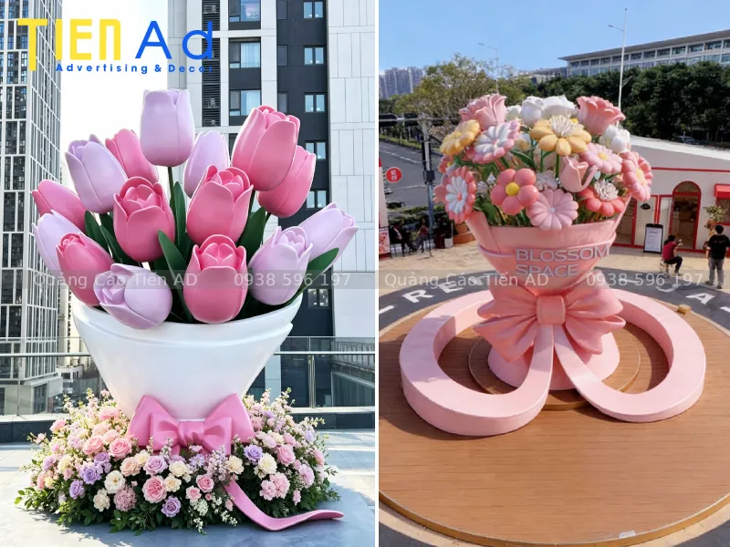Tổng hợp các mẫu mô hình bó hoa composite khổng lồ đẹp, được dùng để trang trí