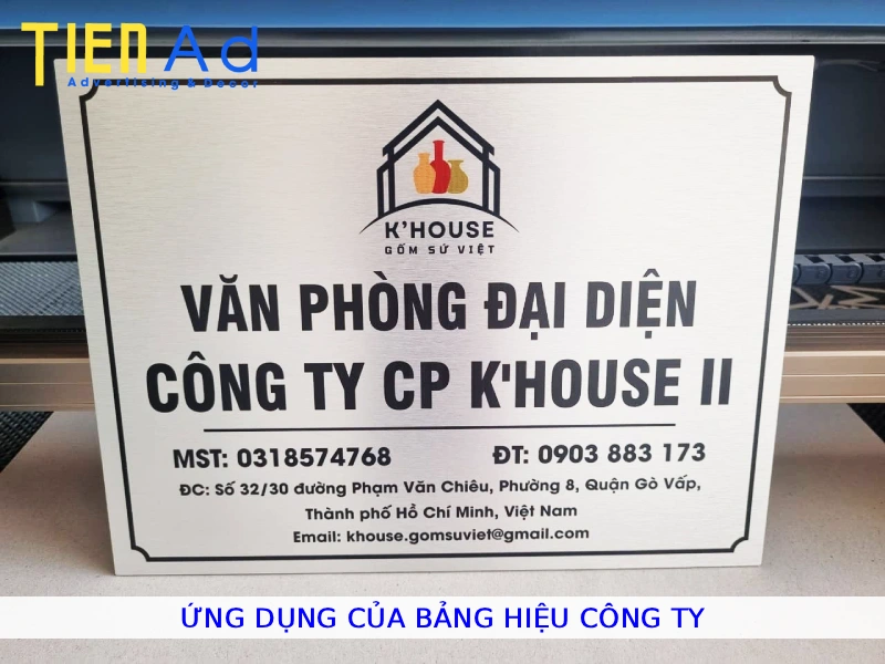 Ứng dụng của bảng hiệu công ty
